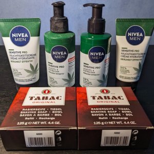 Tabac refills & NIVEA Sensitive Pro Facial Balm & Moisturizer